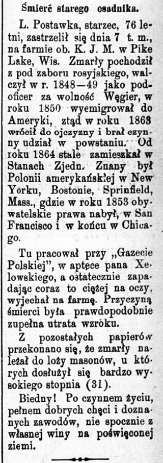 Zdjęcie powstańca styczniowego L. Postawka