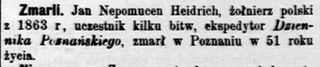 Zdjęcie powstańca styczniowego Jan Nepomucen Heidrich