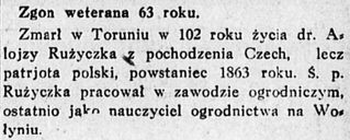 Zdjęcie powstańca styczniowego Alojzy Rużyczka