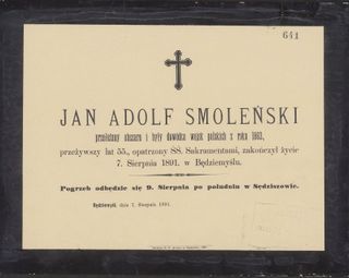 Zdjęcie powstańca styczniowego Jan Adolf Smoleński