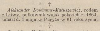 Zdjęcie powstańca styczniowego Aleksander Matuszewicz