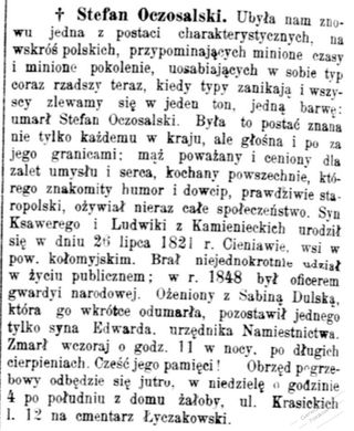 Zdjęcie powstańca styczniowego Stefan Oczosalski