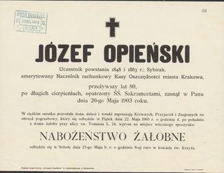 Zdjęcie powstańca styczniowego Józef Opieński