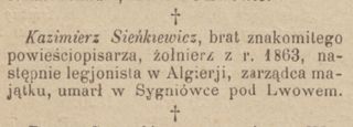 Zdjęcie powstańca styczniowego Kazimierz Sienkiewicz