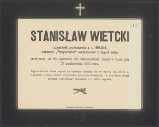 Zdjęcie powstańca styczniowego Stanisław  Wietcki