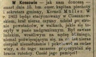 Zdjęcie powstańca styczniowego Kornel Muller