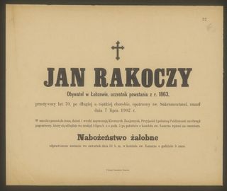 Zdjęcie powstańca styczniowego Jan Rakoczy
