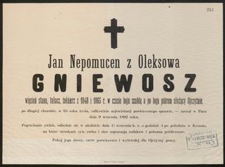 Zdjęcie powstańca styczniowego Jan Nepomucen Gniewosz