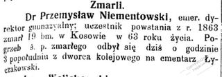 Zdjęcie powstańca styczniowego Przemysław Niementowski