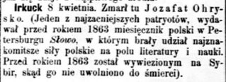 Zdjęcie powstańca styczniowego Jozafat Ohryzko