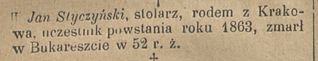 Zdjęcie powstańca styczniowego Jan Styczyński