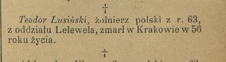 Zdjęcie powstańca styczniowego Teodor Lusiński