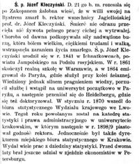 Nekrolog Józef Kleczyńskiego