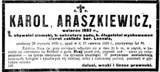 Zdjęcie powstańca styczniowego Karol Araszkiewicz