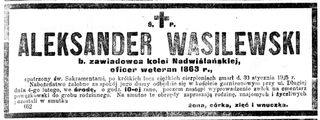Zdjęcie powstańca styczniowego Aleksander Wasilewski