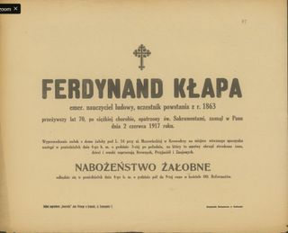 Zdjęcie powstańca styczniowego Ferdynand Kłapa 