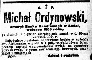 Zdjęcie powstańca styczniowego Michał Ordynowski