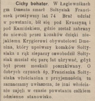 Zdjęcie powstańca styczniowego Franciszek Sołtysiak