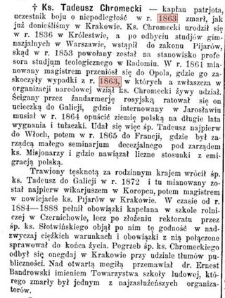 Zdjęcie powstańca styczniowego Tadeusz Wincenty Franciszek Chromecki 