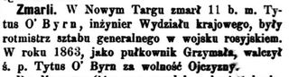 Zdjęcie powstańca styczniowego Tytus Jan O'Byrn