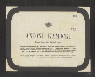 Zdjęcie powstańca styczniowego Antoni Kamocki