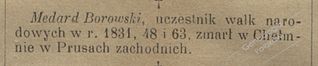 Zdjęcie powstańca styczniowego Medard Borowski