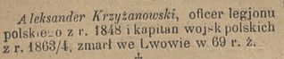Zdjęcie powstańca styczniowego Aleksander Krzyżanowski