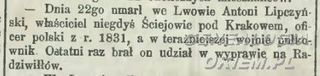 Zdjęcie powstańca styczniowego Antoni Lipczyński