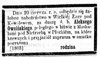 Zdjęcie powstańca styczniowego Aleksy Owsiński