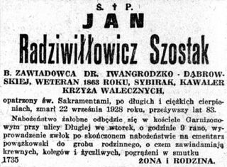 Zdjęcie powstańca styczniowego Jan Radziwiłłowicz Szostak