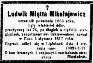 Zdjęcie powstańca styczniowego Ludwik Miętta-Mikołajewicz