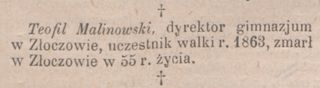 Zdjęcie powstańca styczniowego Teofil Malinowski