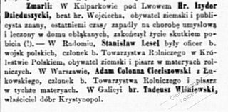 Zdjęcie powstańca styczniowego Izydor Dzieduszycki
