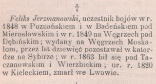 Zdjęcie powstańca styczniowego Feliks Jerzmanowski 