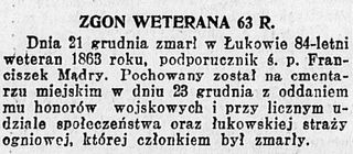 Zdjęcie powstańca styczniowego Franciszek Mądry