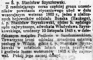 Zdjęcie powstańca styczniowego Stanisław Szyszkowski