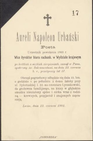 Zdjęcie powstańca styczniowego Aureli vel Aureliusz Napoleon  Urbański 