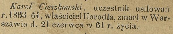 Cieszkowski Karol (ok. 1829 - 1890)