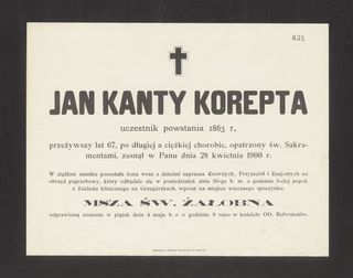 Zdjęcie powstańca styczniowego Jan Kanty Korepta