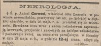 Nekrolog Antoniego Carossiego