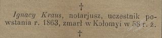 Zdjęcie powstańca styczniowego Ignacy Krauss