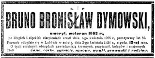 Zdjęcie powstańca styczniowego Brunon Bronisław Dymowski