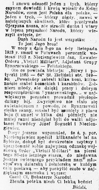 Zdjęcie powstańca styczniowego Jan Nieciengiewicz