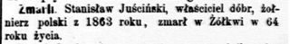 Zdjęcie powstańca styczniowego Stanisław Juściński