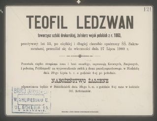 Zdjęcie powstańca styczniowego Teofil Ledzwan