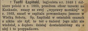 Nekrolog Teofila Łapińskiego