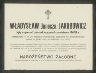 Zdjęcie powstańca styczniowego Władysław Jakubowicz 