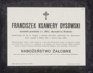 Zdjęcie powstańca styczniowego Franciszek Ksawery Dysowski