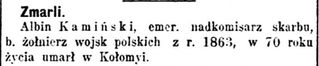 Zdjęcie powstańca styczniowego Albin Kamiński