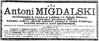 Zdjęcie powstańca styczniowego Antoni Migdalski